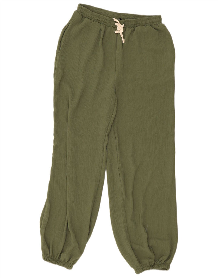 Damskie spodnie joggery Zara, małe, poliestrowe khaki