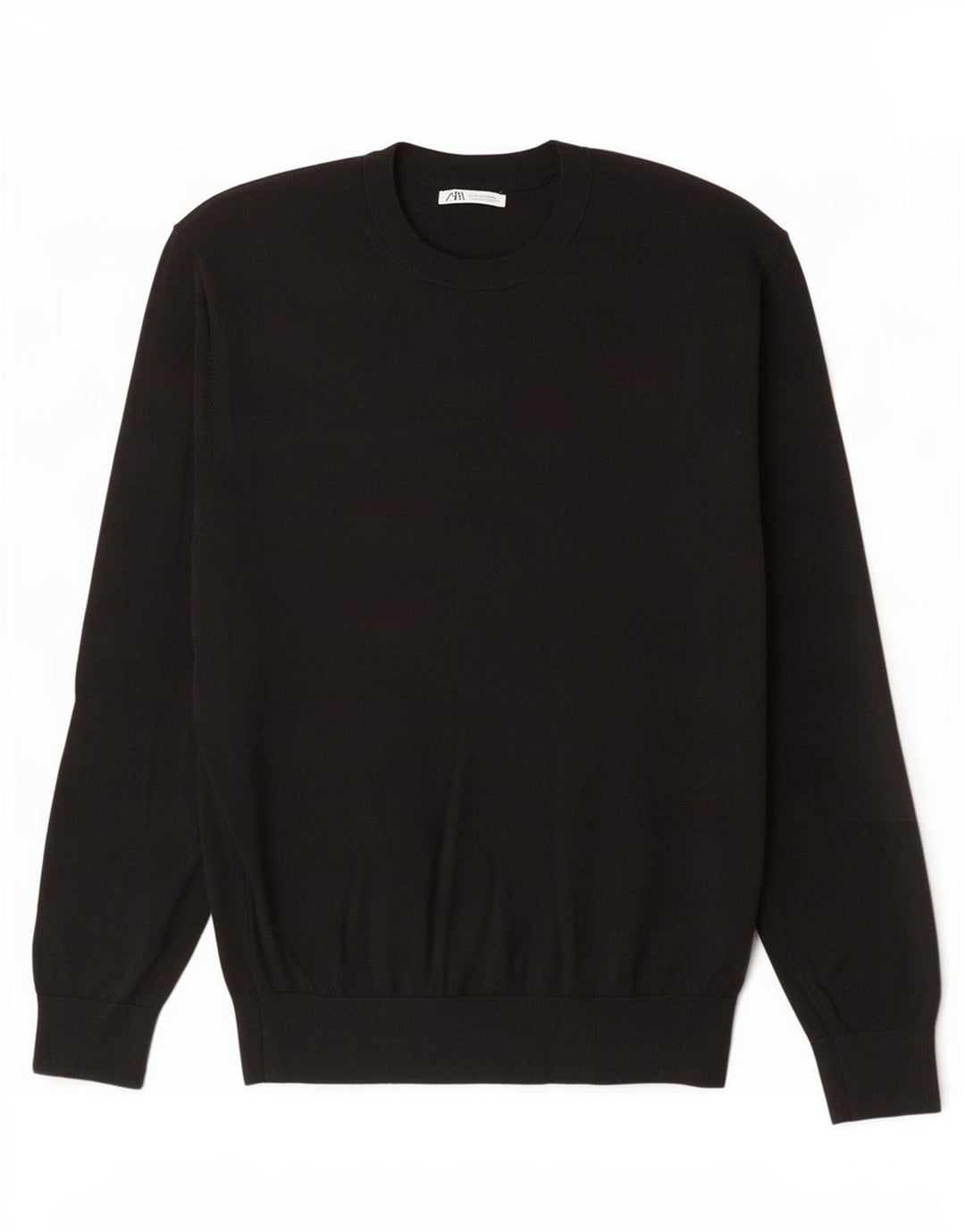Męski sweter z okrągłym dekoltem Zara XL, czarny akryl