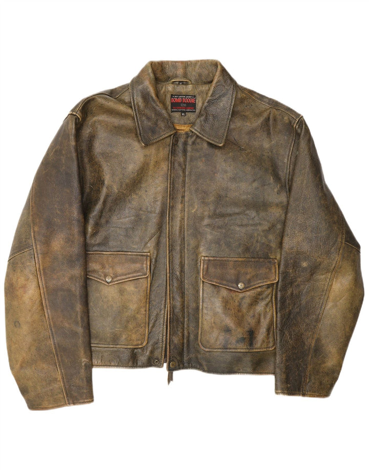 Bomboogie Męska skórzana kurtka Sky UK 42 XL Skóra khaki
