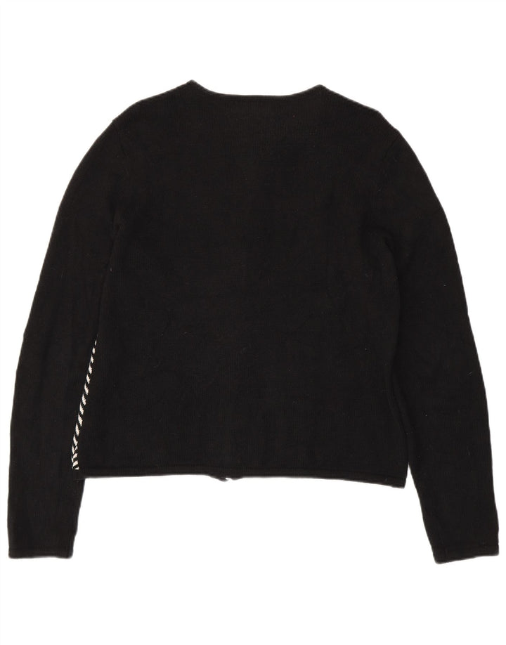 Sweter damski CHAPS typu kardigan UK 14, duży, czarny, bawełniany w jodełkę