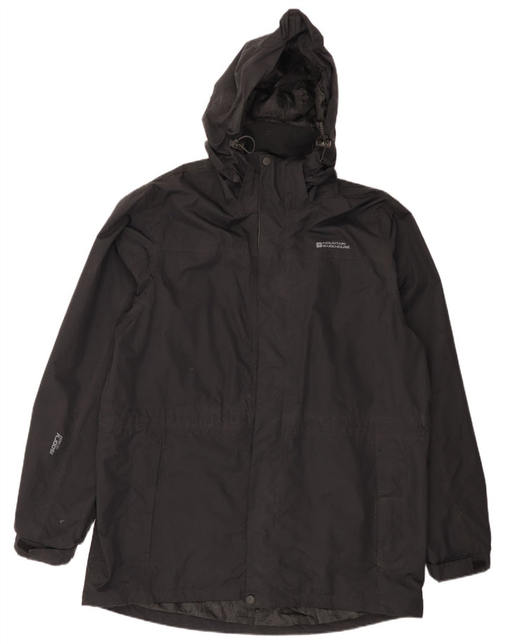 Męski płaszcz przeciwdeszczowy z kapturem Mountain Warehouse UK 40, duży, czarny nylon