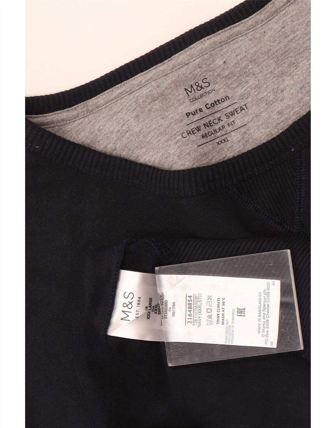 Marks & Spencer Męski sweter o regularnym kroju, 3XL, granatowy, bawełniany