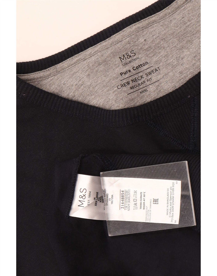 Marks & Spencer Męski sweter o regularnym kroju, 3XL, granatowy, bawełniany