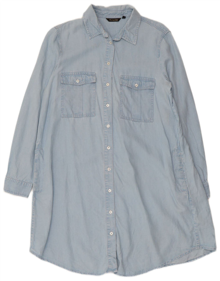 Damska sukienka koszulowa z długim rękawem Massimo Dutti EU 40 Medium Blue Lyocell