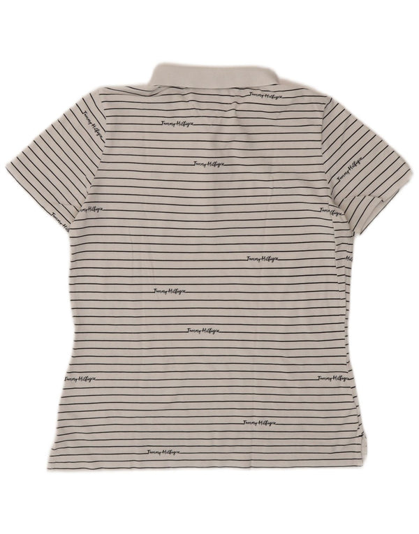 Damska koszulka polo TOMMY HILFIGER z grafiką UK 14 w średnie białe paski