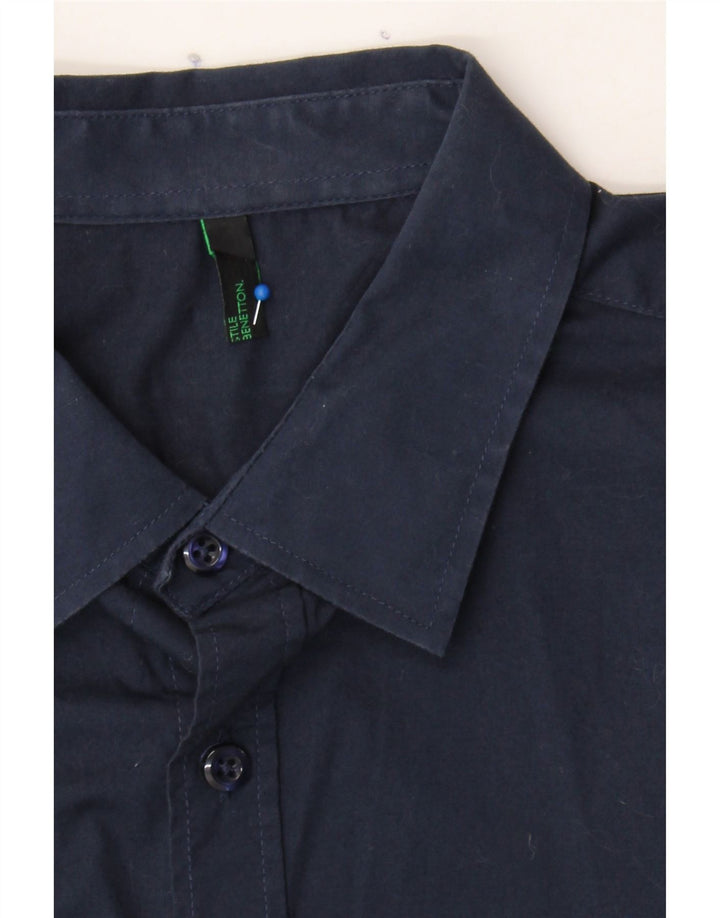 BENETTON Mens Shirt Medium Navy Blue Vintage Benetton and Second-Hand Benetton from Messina Hembry 