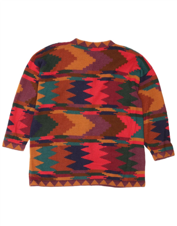 Sweter damski w stylu vintage, UK 14, średni, wielokolorowy, geometryczny