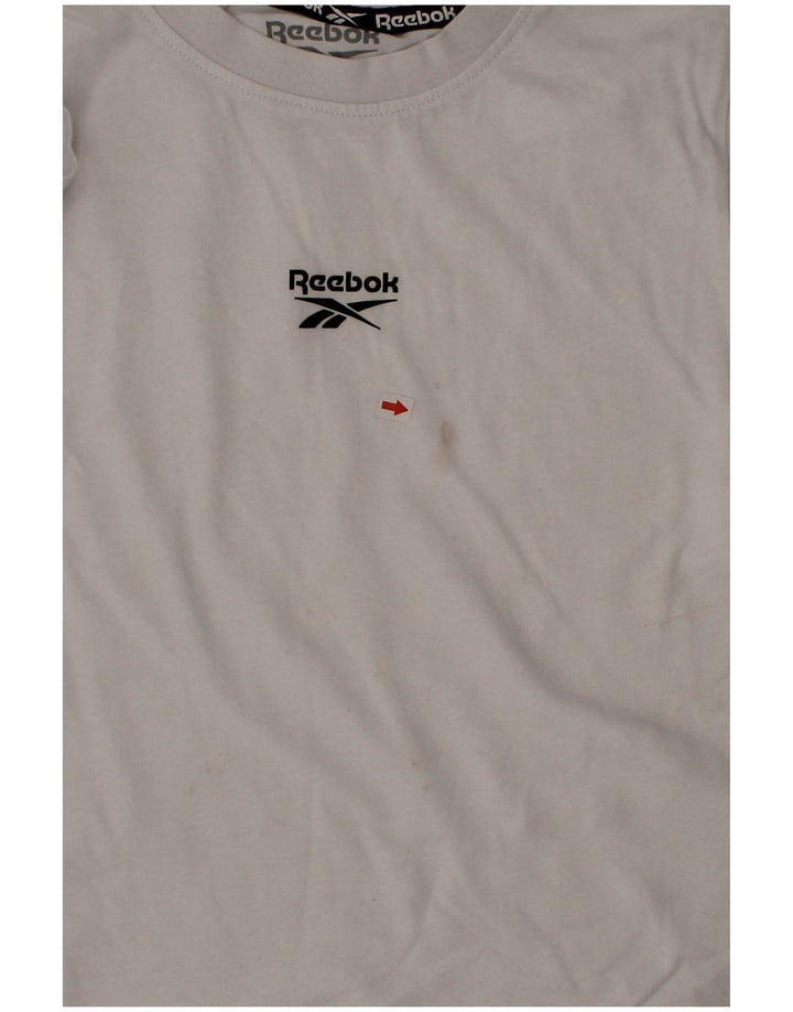 Chłopięcy T-shirt Reebok z grafiką, 6-7 lat, biała bawełna