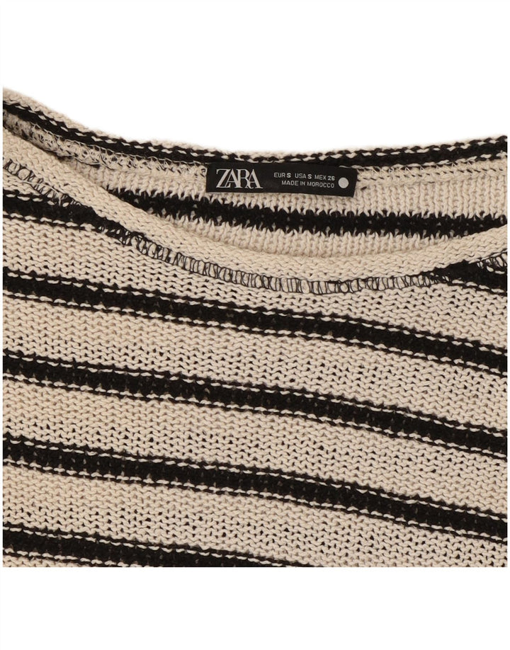 Damski krótki top Zara Oversize UK 10 w małe białe paski