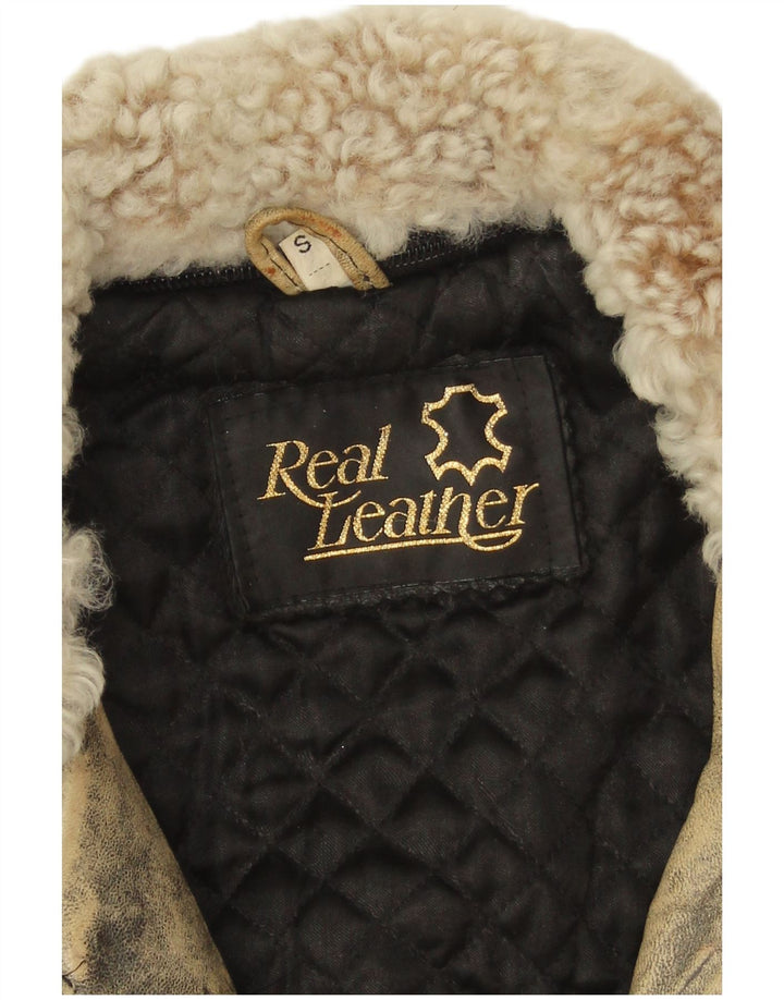 Vintage męska kurtka skórzana UK 36 mała szara skóra