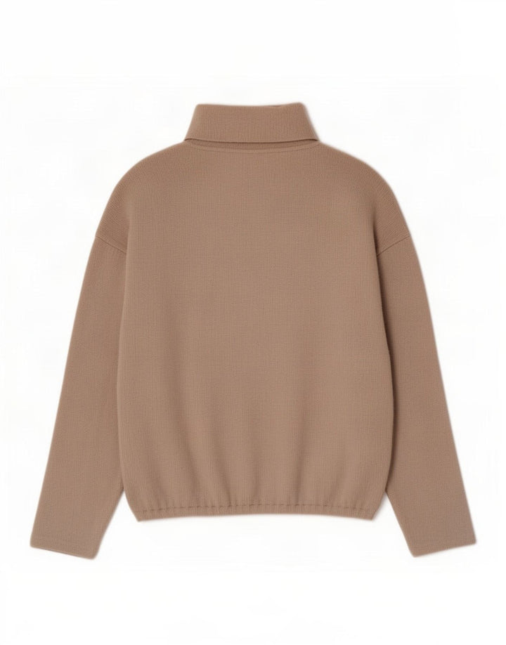 Damski sweter oversize Zara z golfem UK 14, średni beżowy poliester