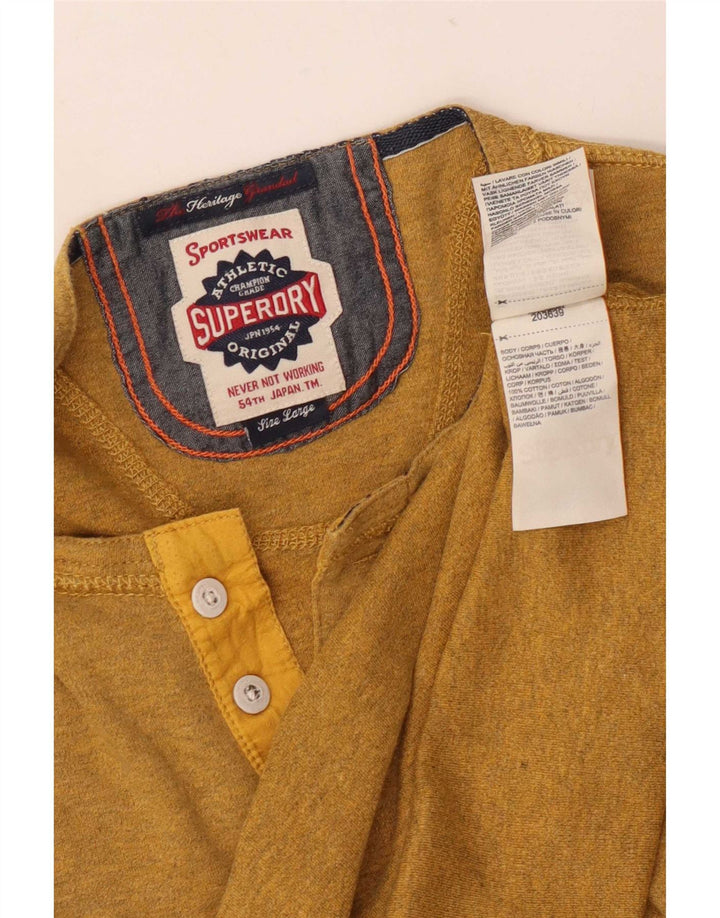 Męski top Superdry z długim rękawem, duży, żółty, bawełniany