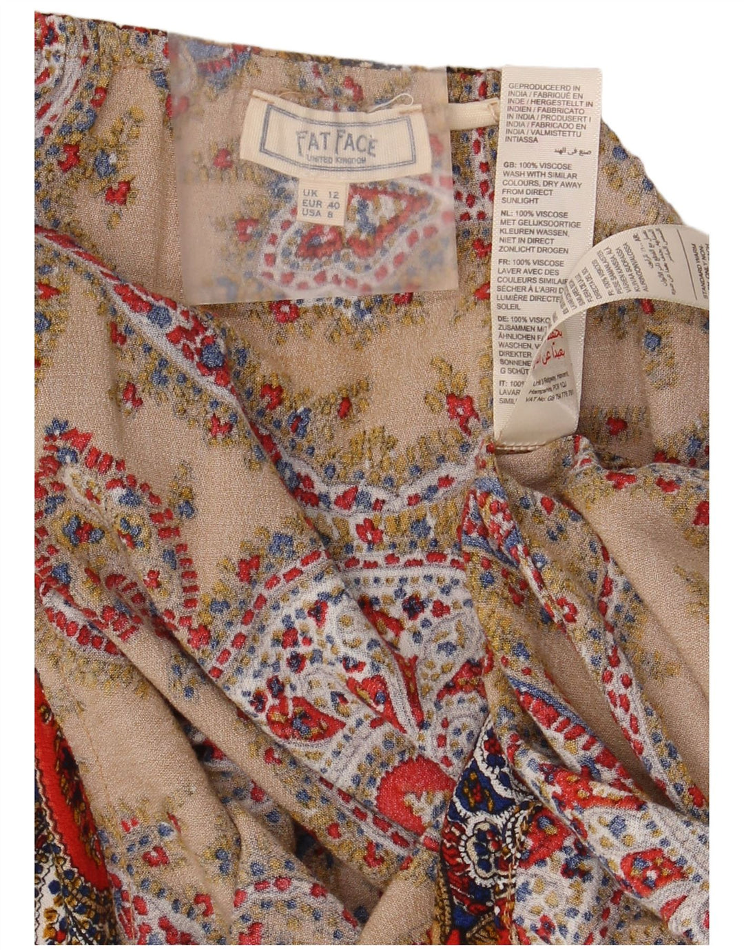 Damski top na ramiączkach Fat Face UK 12, średni brąz, wiskoza Paisley