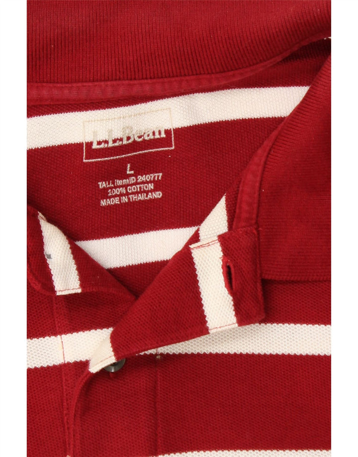 Męska koszulka polo L.L.BEAN, duża, bordowa, bawełniana w paski