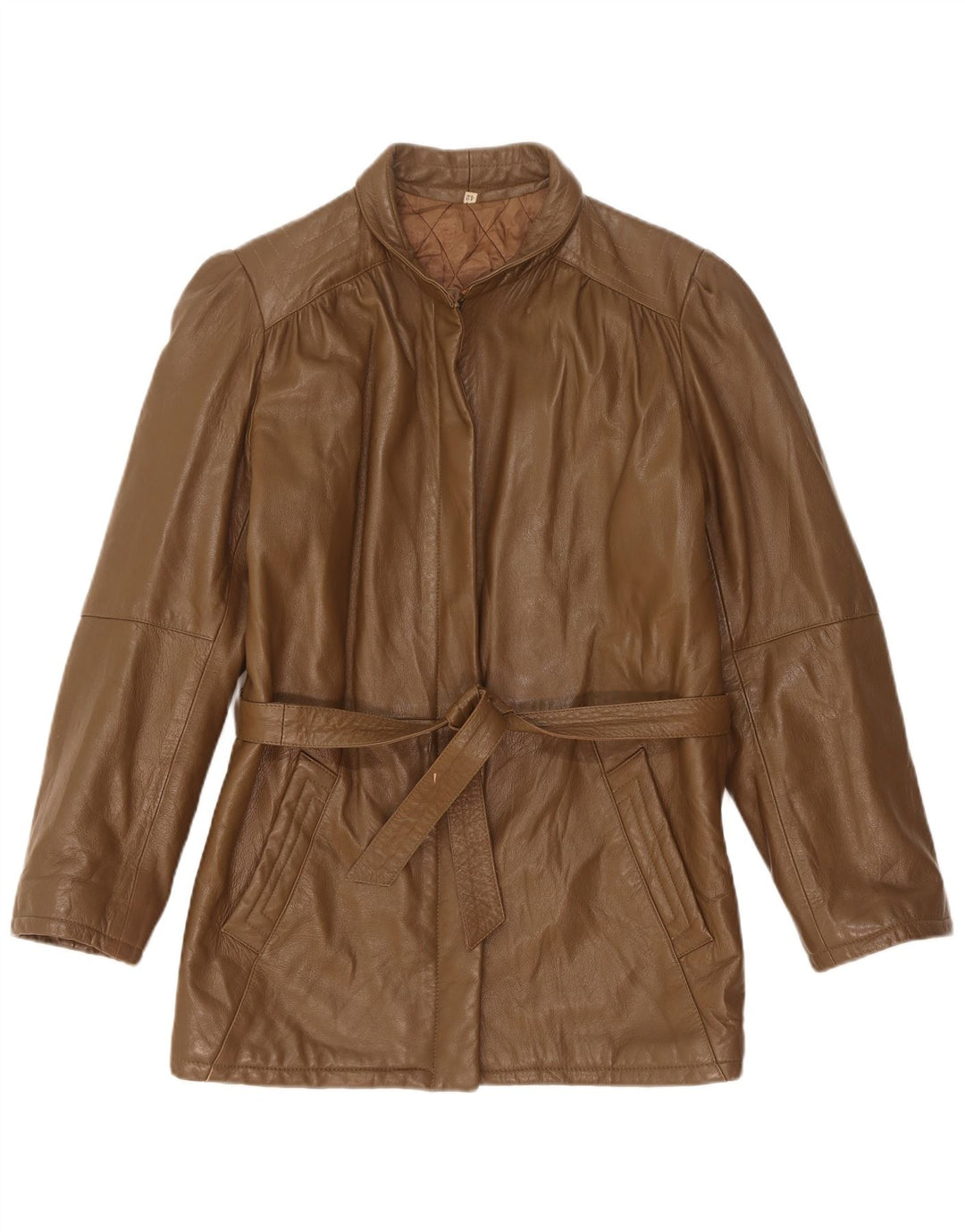 Vintage damska kurtka skórzana IT 42 Medium Khaki