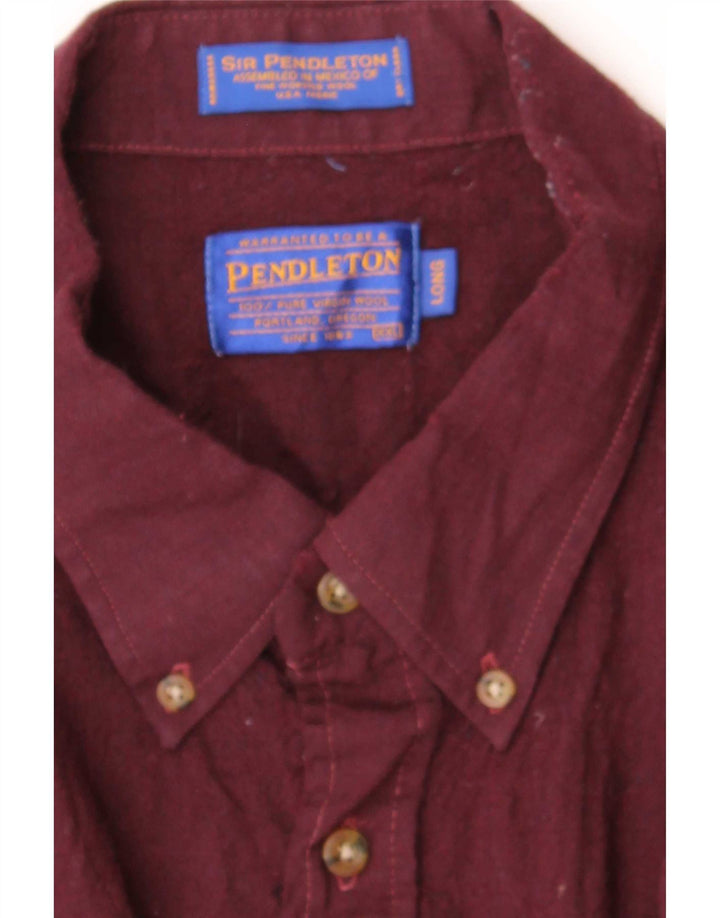 Pendleton Męska długa koszula flanelowa 2XL Burgundowa wełna