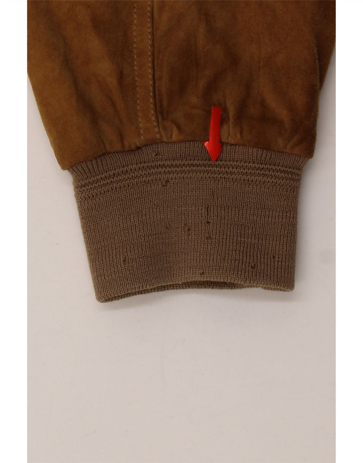 Vintage męska zamszowa kurtka bomber UK 42 XL beżowa skóra