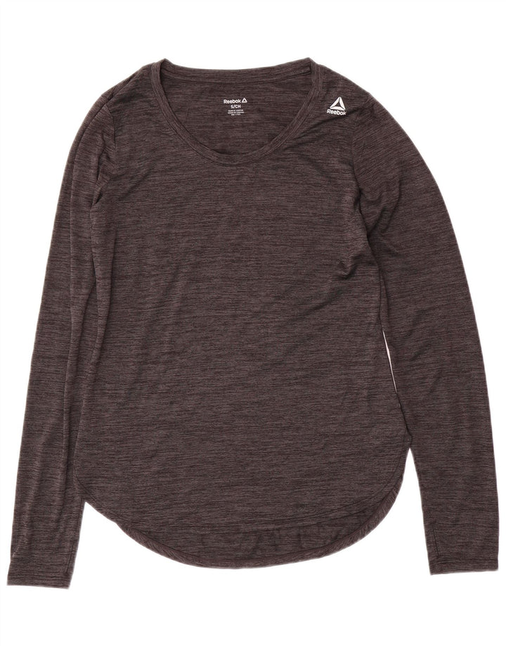 Damski top REEBOK z długim rękawem UK 10, mały, szary, nakrapiany poliester