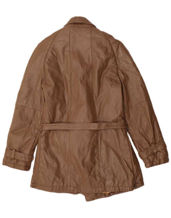 Vintage damski wojskowy płaszcz skórzany UK 14 średni brąz