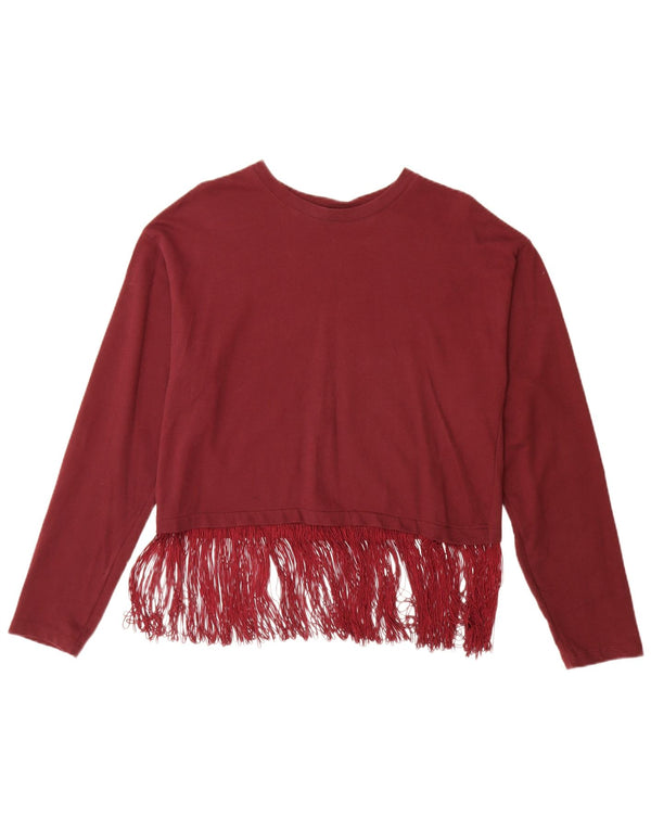 Damska bluzka oversize ZARA Top UK 10 Small Burgundowa bawełniana