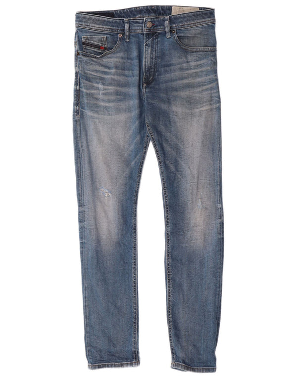 Diesel Męskie Thommer Distressed Slim Skinny Jeans W31 L32 Niebieskie bawełniane