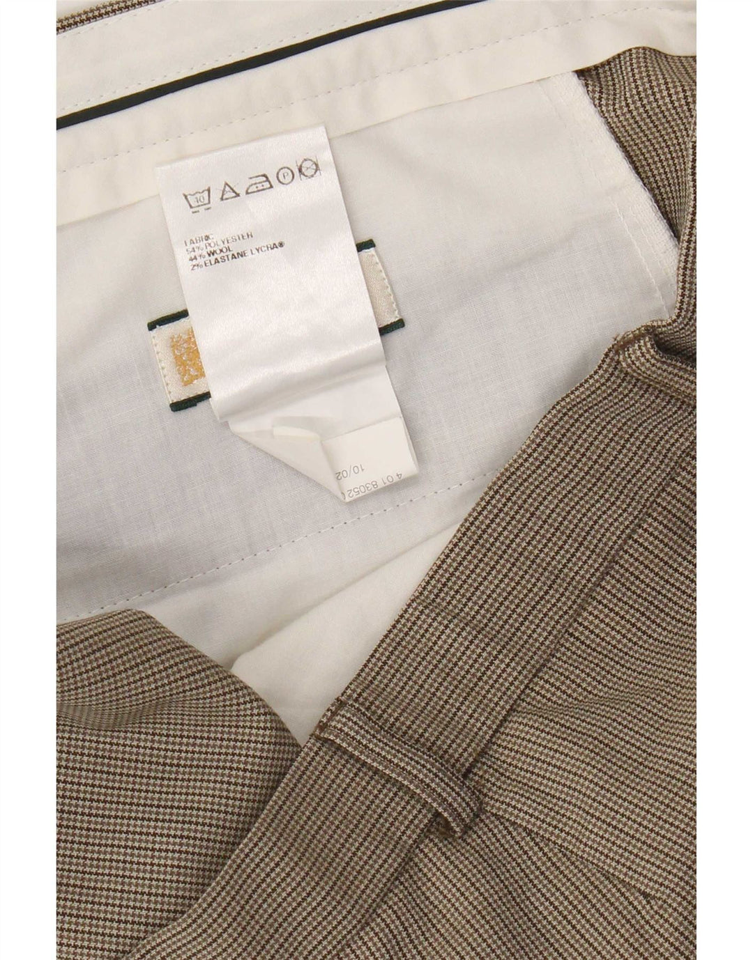 Marks & Spencer Męskie proste spodnie garniturowe W40 L31 Beżowa pepitka