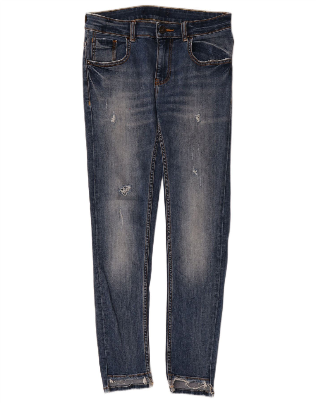 Damskie jeansy rurkowe Zara w trudnej sytuacji W28 L27 niebieskie