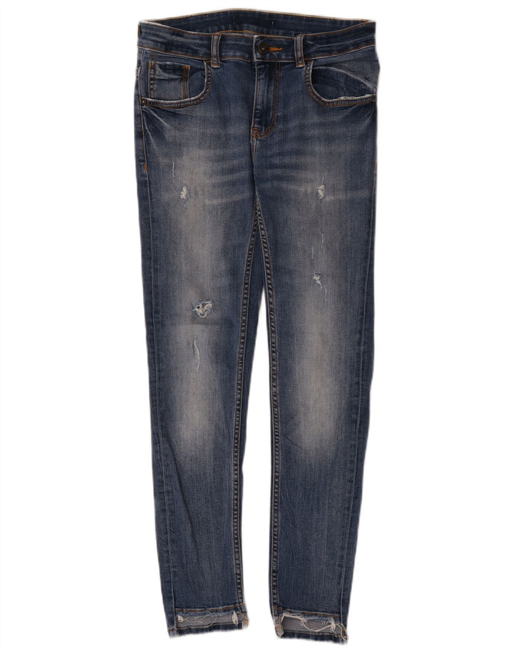 Damskie jeansy rurkowe Zara w trudnej sytuacji W28 L27 niebieskie