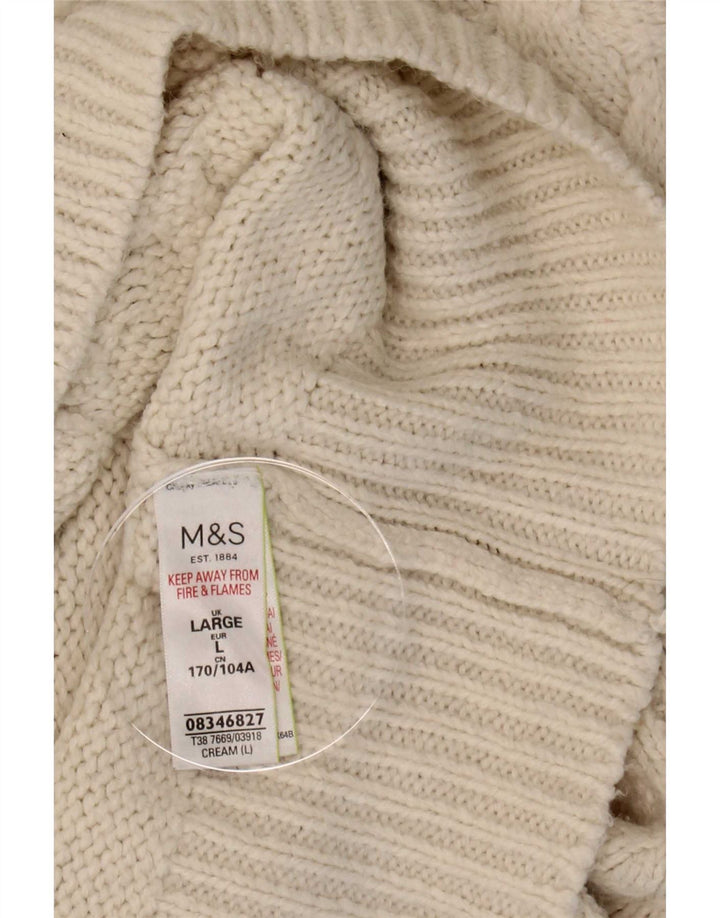 Marks & Spencer Damski sweter z golfem UK 16, duży, beżowy, akrylowy
