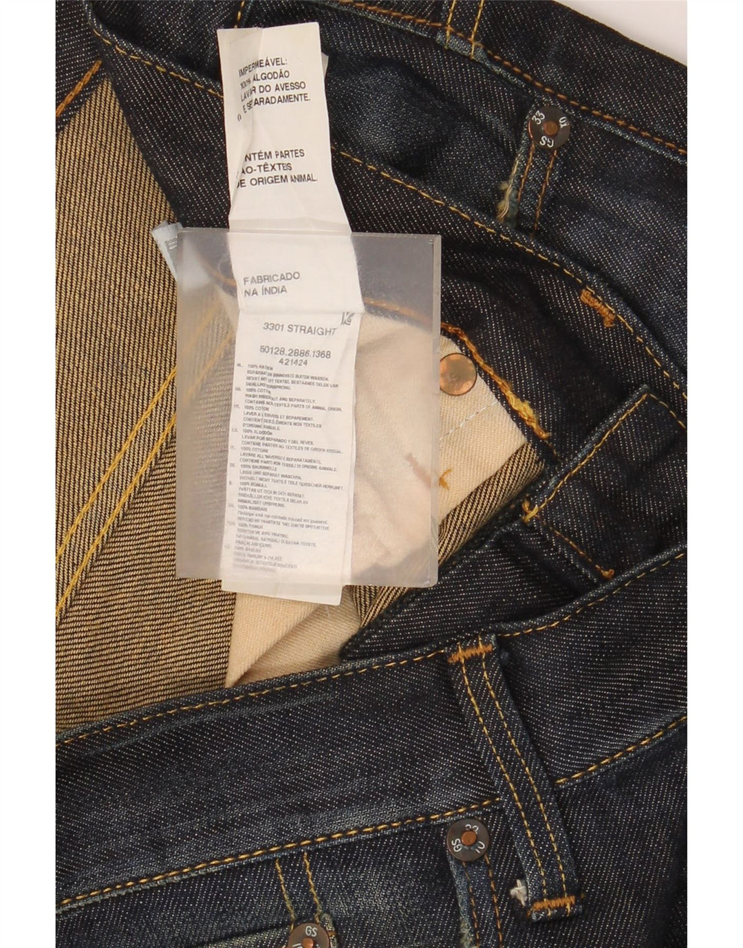Męskie jeansy G-Star 3301 Straight W34 L34 Niebieskie