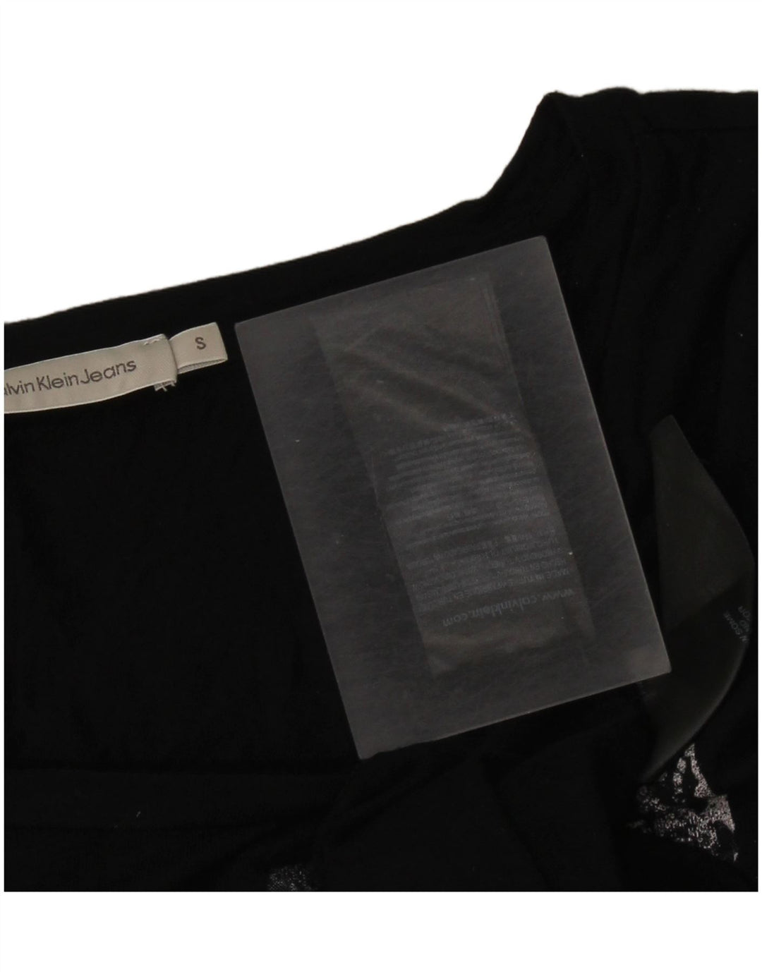 Damska koszulka graficzna Calvin Klein Top UK 10 Small, czarna wiskoza