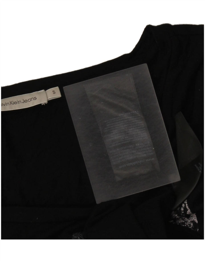 Damska koszulka graficzna Calvin Klein Top UK 10 Small, czarna wiskoza