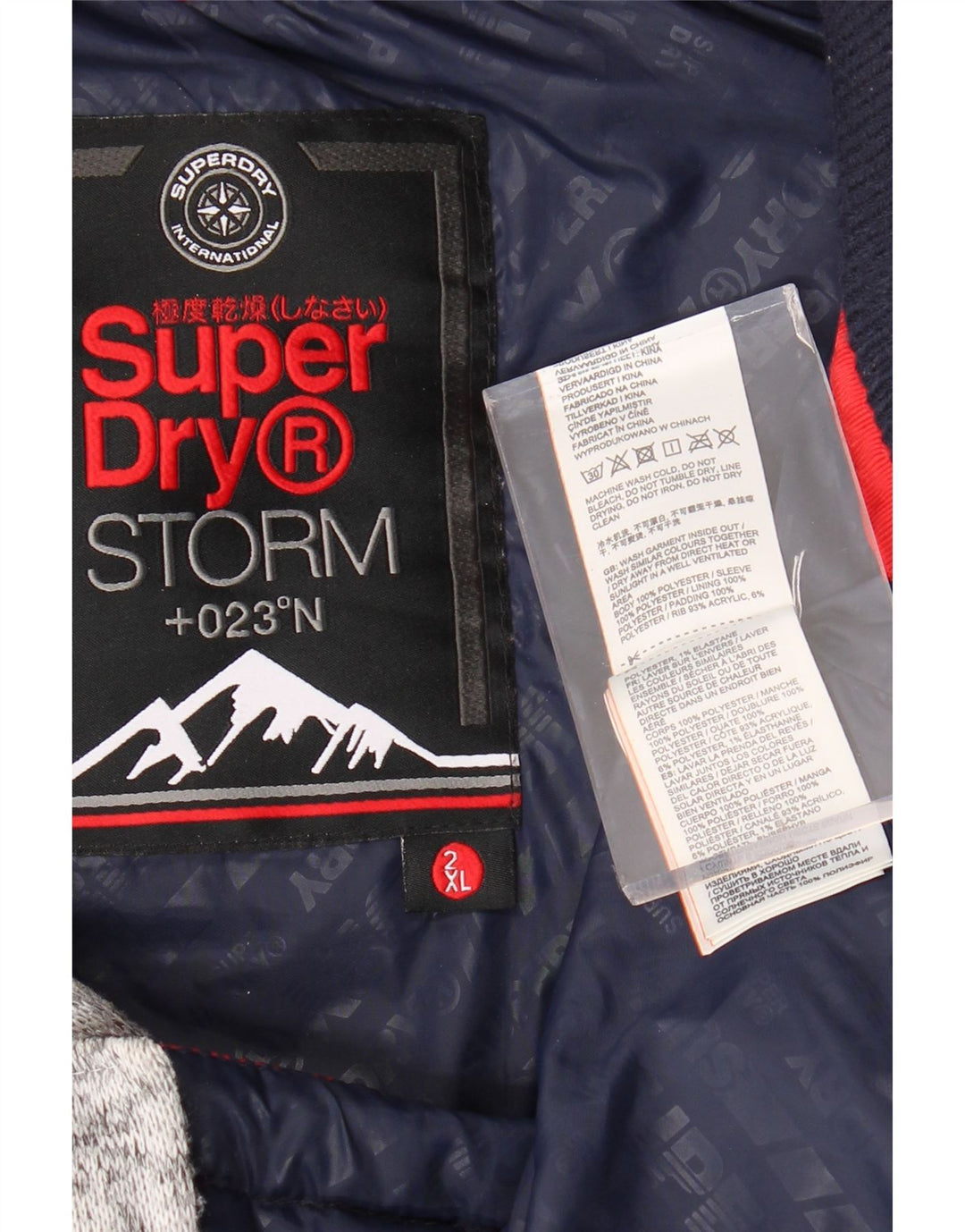 SUPERDRY Męska ocieplana kurtka z kapturem UK 44 2XL Czerwony poliester w blokach kolorów