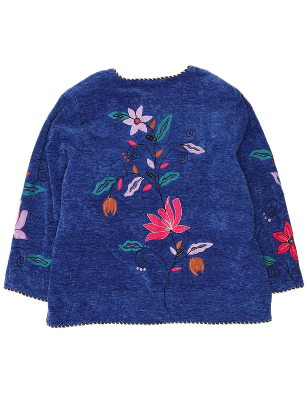 INDIGO MOON Damski sweter rozpinany EU 42 4XL Niebieski w kwiaty