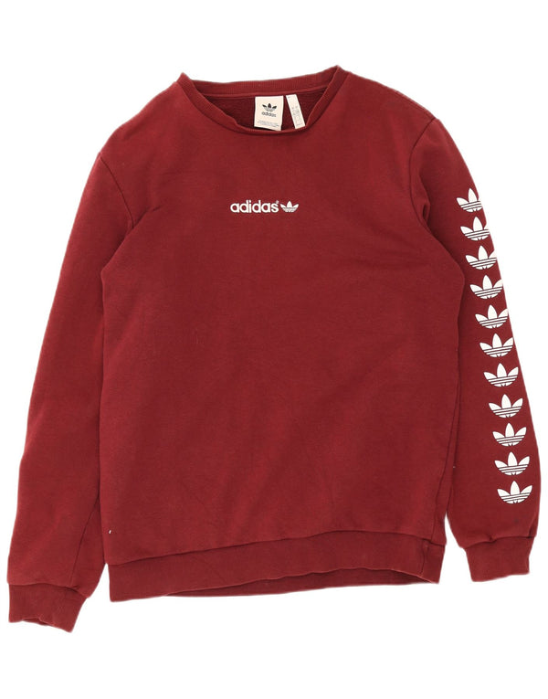 Adidas Mens Graphic Sweatshirt Jumper Large Maroon Cotton