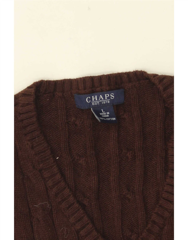 Damski sweter Chaps z dekoltem w szpic, UK 14, duży brązowy
