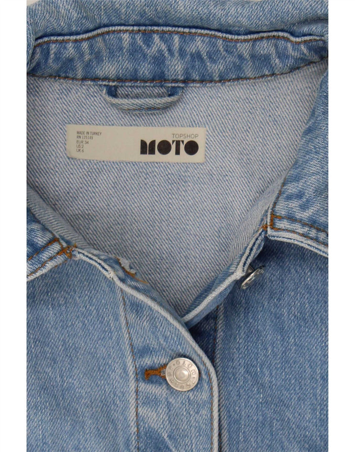 Damska kurtka jeansowa Topshop Crop Oversize UK 6 XS, niebieska, bawełniana