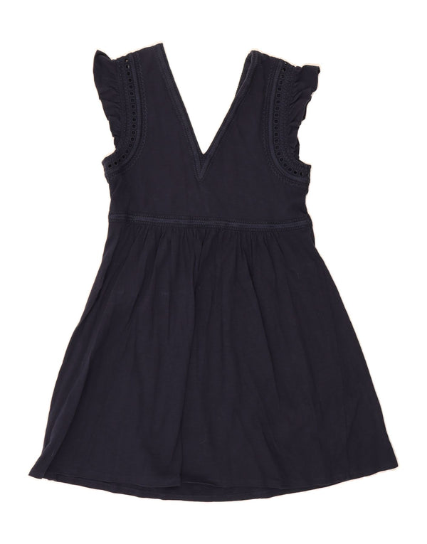 BODEN Womens Sleeveless A-Line Dress UK 10 Small Navy Blue Cotton