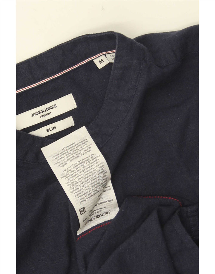 Męska koszula pulowerowa Jack & Jones o dopasowanym kroju, średnia, granatowa, bawełniana