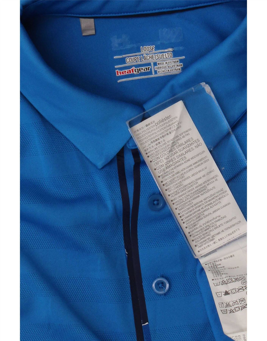 Męska koszulka polo Under Armour Heat Gear, duża, niebieska, poliestrowa w paski