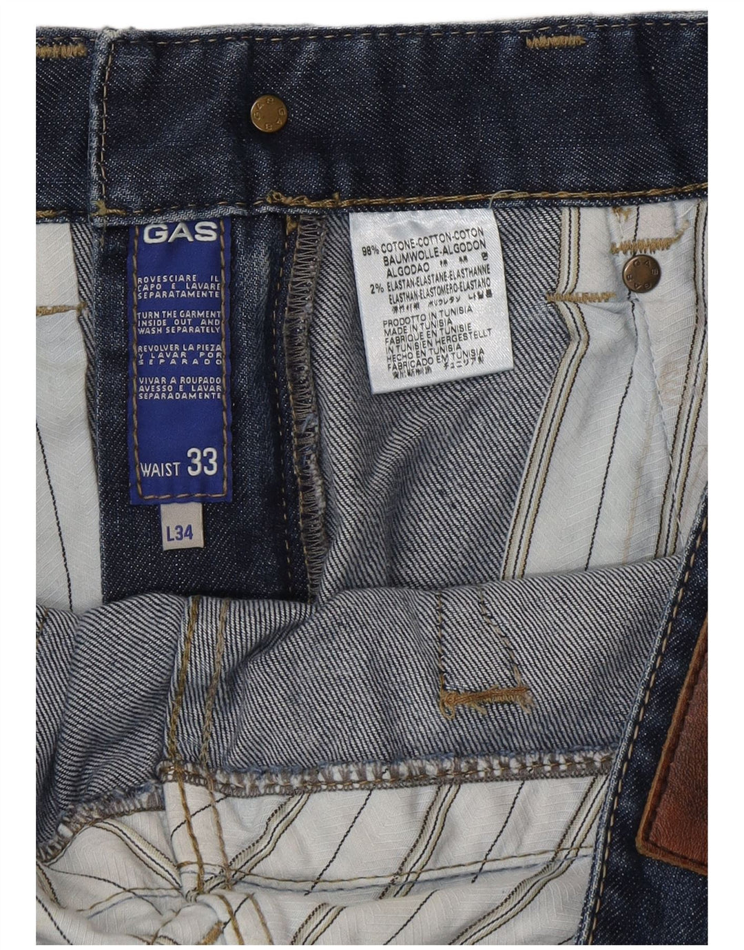 Męskie jeansy Bootcut Gas W33 L34 Niebieskie bawełniane