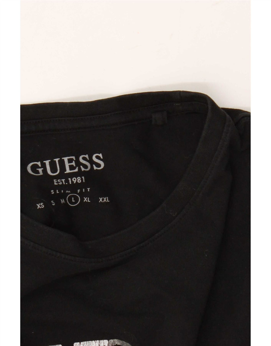Męski T-shirt Guess Slim Fit z grafiką, duży, czarny