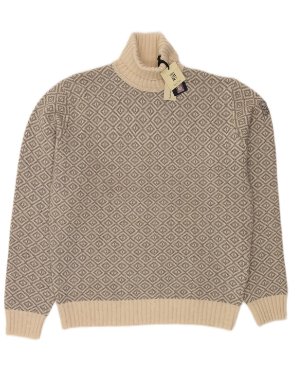 Męski sweter z golfem Marina Militare 3XL w kolorze beżowym, geometrycznym, z owczej wełny