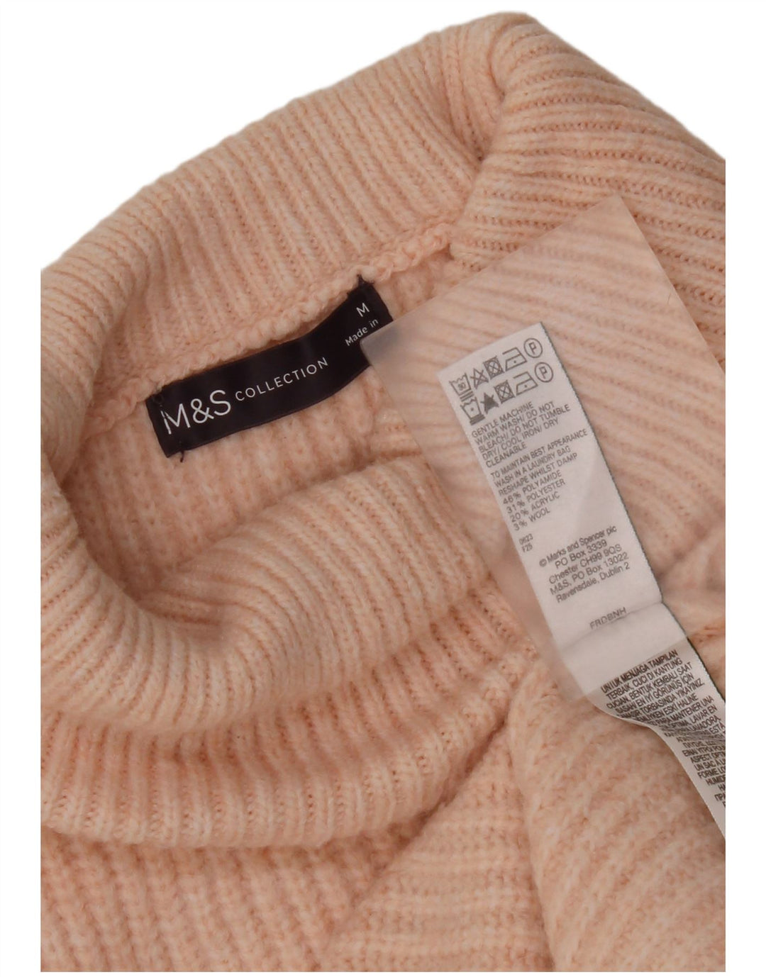 Marks & Spencer Damski sweter oversize z golfem, UK 14, średni róż