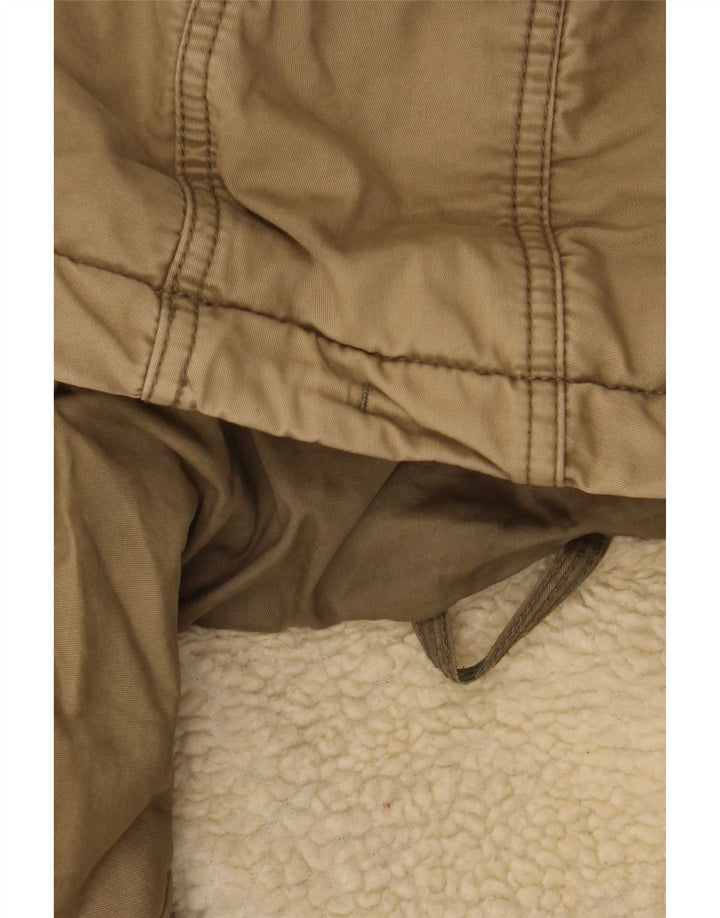 Damska kurtka parka z kapturem Superdry UK 16, duża, bawełniana khaki