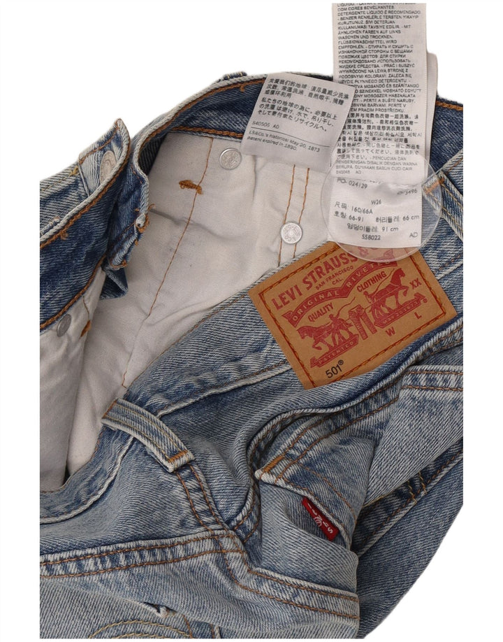 Damskie spodenki jeansowe Levi's 501 w trudnej sytuacji W26, małe, niebieskie, bawełniane
