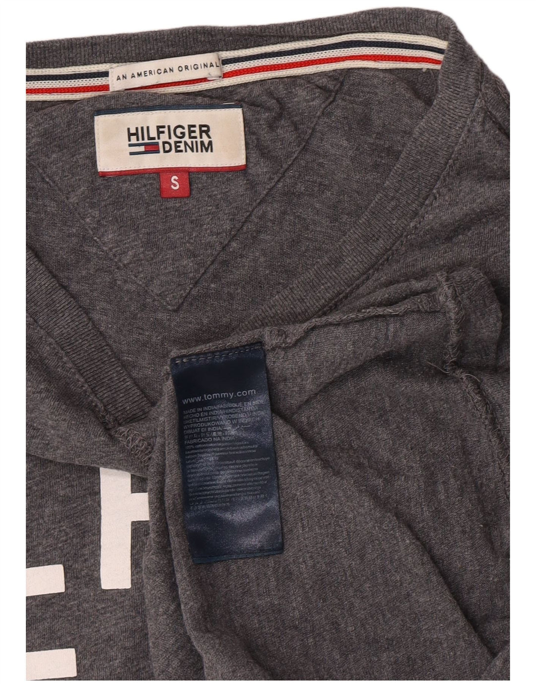 Męski top graficzny Tommy Hilfiger z długim rękawem, mały, szary, bawełniany