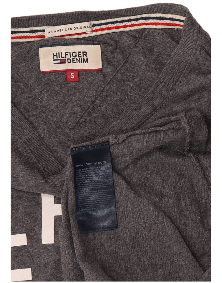 Męski top graficzny Tommy Hilfiger z długim rękawem, mały, szary, bawełniany