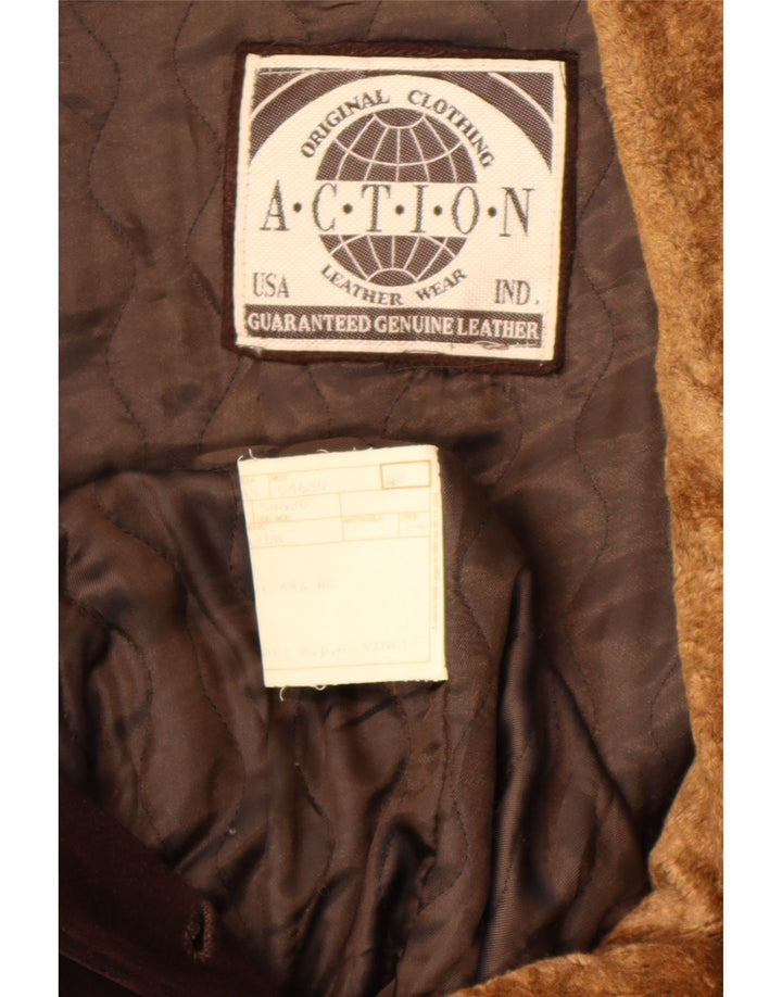 Vintage męski zamszowy płaszcz IT 52 XL brązowa skóra