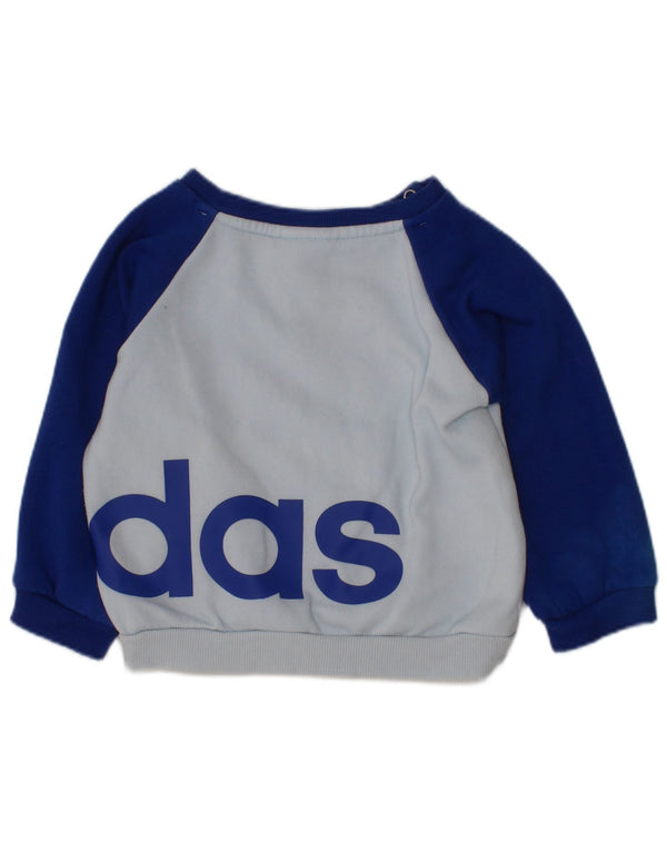 ADIDAS Baby Boys Graphic Sweatshirt Jumper 3-6 Months Blue Cotton